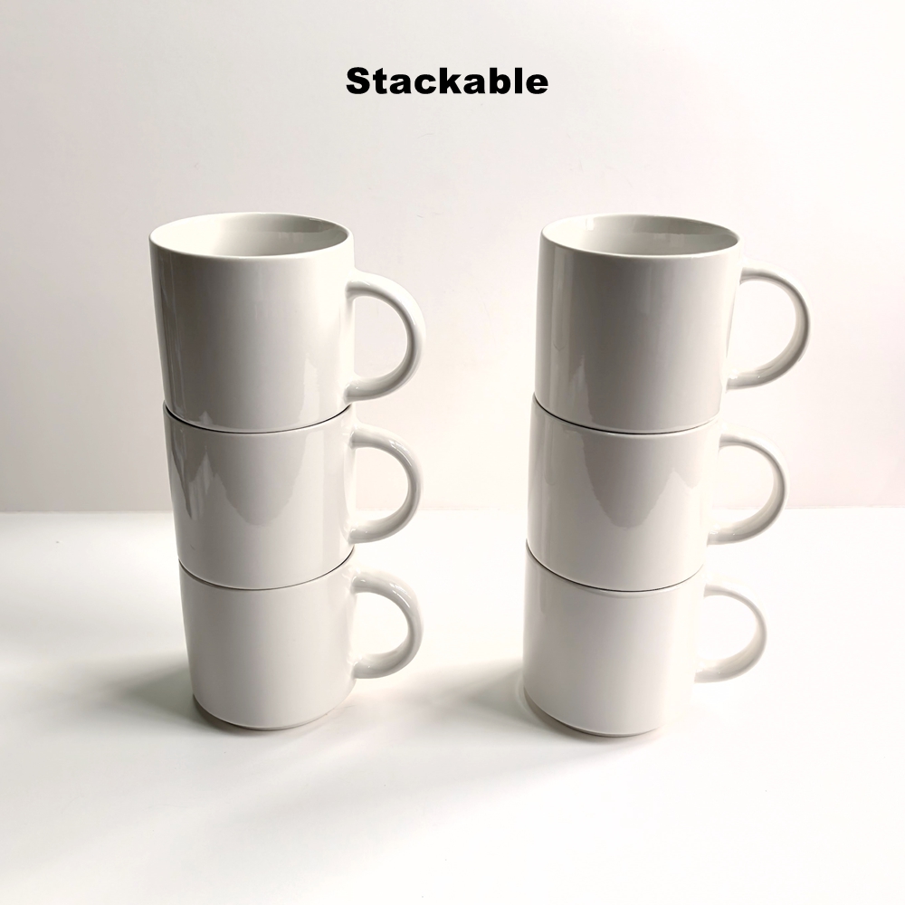 Sublimation Mug White - 리드스타 6개입 스태커블 순백색 세라믹 커피/차