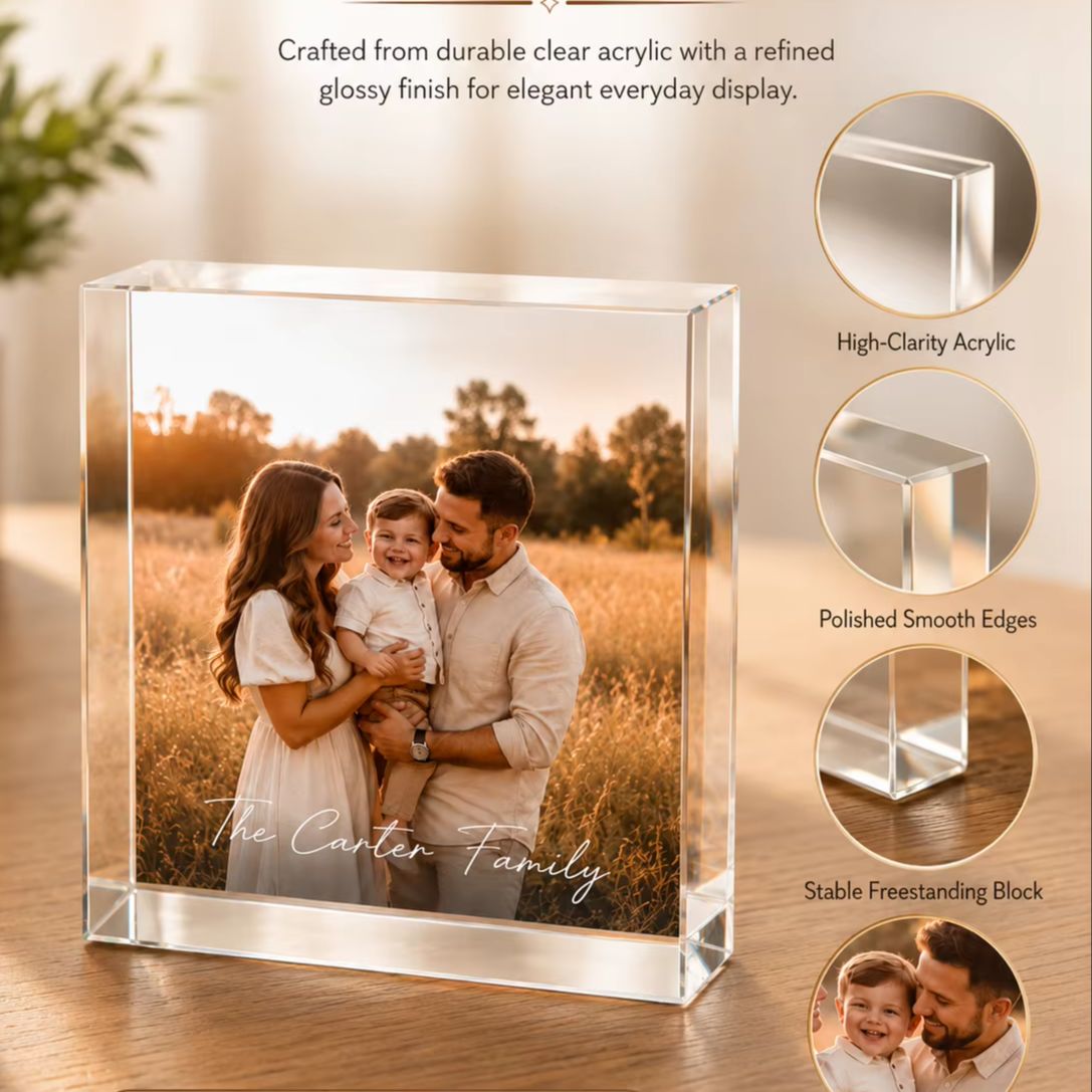 맞춤형 가족 아크릴 포토 블록, 맞춤 이미지 이름 날짜 - Photo Acrylic Block 리뷰 및 가격